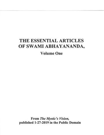 The Mystic’s Vision — Essential Articles (Vol. 1) — Swami Abhayananda