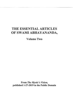 The Mystic’s Vision — Essential Articles (Vol. 2) — Swami Abhayananda